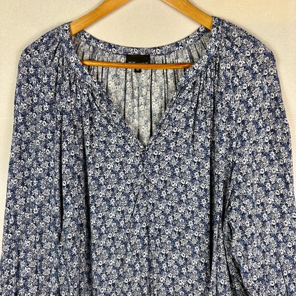 Jones New York Women ¾ Sleeve Split Neck Blouse Top Sz 2X Coastal Beachy Comfort - Picture 2 of 12